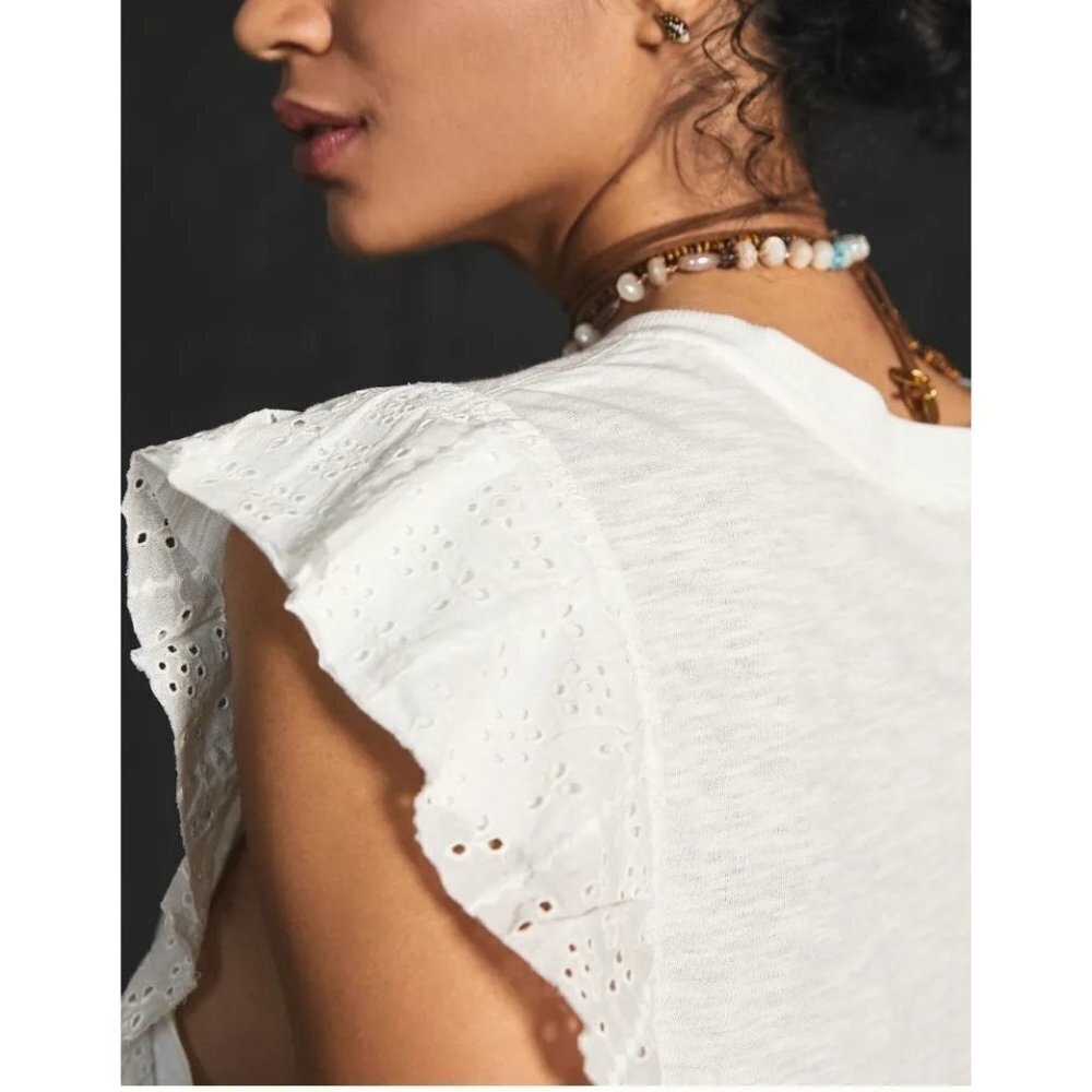 NWT Anthropologie Pilcro Ruffle-Sleeved Tunic White s - Picture 5 of 11